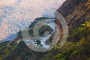 View and road from Sinhagad Fort, Pune, Maharashtra