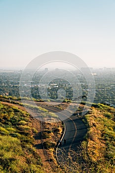 View of the road to Baldwin Hills Scenic Overlook, in Los Angeles, California