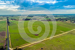 View of roads passing through scenic grasslands.