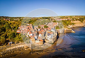 A view of Robin Hood`s Bay, a picturesque old fishing village on the Heritage Coast of the North York Moors