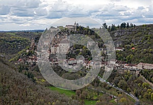 View of Rocamadour a medieval village in the Dordogne, France