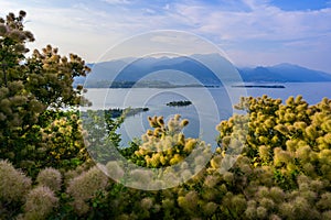 View from Rocca di Manerba to beautiful lake Garda, Brescia, Italy - travel destination