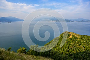 View from Rocca di Manerba to beautiful lake Garda, Brescia, Italy - travel destination