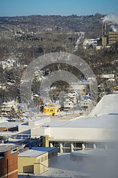 View of Rochester Minnesota from the Mayo Clinic Guggenheim building in winter photo