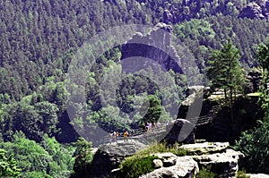 View of the rock formations in Germany Bastei