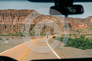 View of rock formations in the Quebrada de las Conchas near Cafayate, Salta Province, Argentina