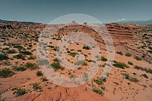 View of rock formations in the Quebrada de las Conchas near Cafayate, Salta Province, Argentina