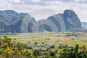 View of rock formations in Vinales Valley, Cuba