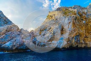 View on rock and sea from seaside