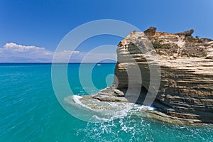 View of Rock in the sea in Sidari on Corfu