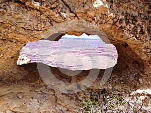 View through rock to Grand Canyon