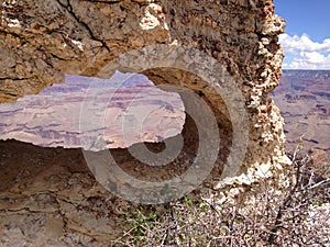 View through rock to Grand Canyon