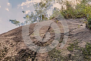 Rock on a trek to Putucusi mountain peak photo