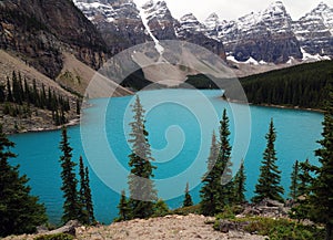 View From Rockpile Trail Lookout On The Enchanting Moraine Lake Banff National Park