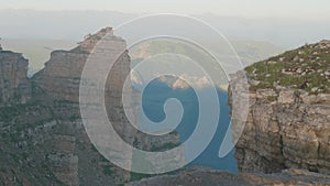 View of rocks and hills of plateau Bermamyth in the early morning.