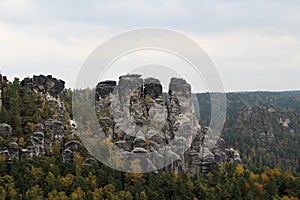 View on the rocks rising in the sky in dresden sachsen germany