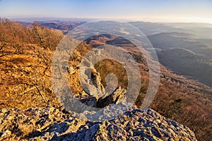 View from rocks of Sitno mountain in Stiavnicke Vrchy