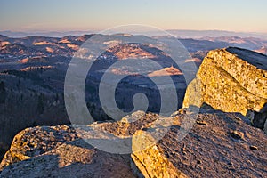 View from rocks of Sitno mountain towards north-west in Stiavnicke Vrchy