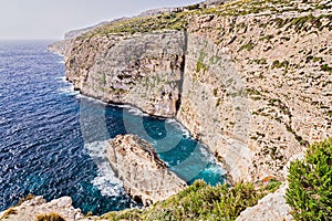 View of rocky clint of northern coast of Malta known as Dingli cliffs photo