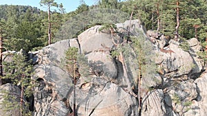 View of rocky mountain sunset soil, an impregnable mountain with a sharp peak