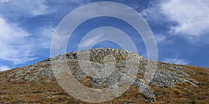 View on a rocky subpeak of the mountain Hovaerken in Sweden photo