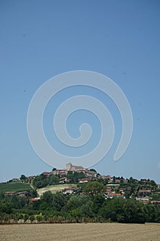 View of Roddi, a village in the Langhe hills, Piedmont - Italy