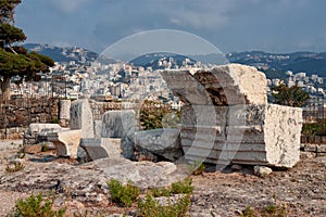 View of the Roman ruins of the historic city of Byblos. Lebanon