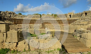 View at roman theatre of Baelo Claudia at Bolonia in Spain