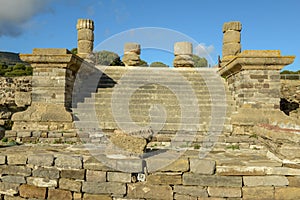 View at roman town of Baelo Claudia at Bolonia in Spain