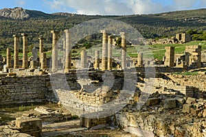 View at roman town of Baelo Claudia at Bolonia in Spain