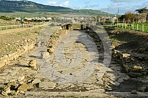 View at roman town of Baelo Claudia at Bolonia in Spain