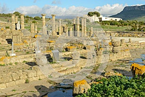 View at roman town of Baelo Claudia at Bolonia in Spain