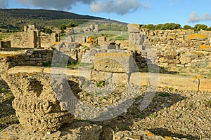 View at roman town of Baelo Claudia at Bolonia in Spain