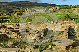 View at roman town of Baelo Claudia at Bolonia in Spain