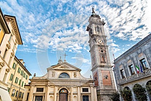 View of Romanesque Basilica of San Vittore church and Bell tower of Bernascone in Varese. photo