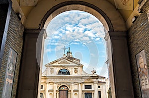 View of Romanesque Basilica of San Vittore church in Varese, Italy photo
