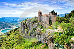 View of the Romanesque church of Santa Maria de Siurana in Catalonia