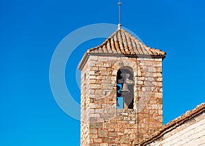 View of the Romanesque church of Santa Maria de Siurana, in Siurana, Tarragona, Spain. Close-up.