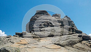 View of the Romanian Sphinx,  in Carpathian Mountains, Bucegi Natural Park, Romania