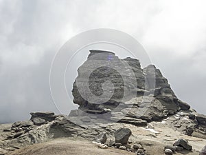 View of the Romanian Sphinx,  in Carpathian Mountains, Bucegi Natural Park, Romania