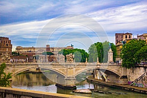 View of River Tiber Rome city Italy