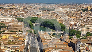 View of Rome from the Dome of St. Peter`s Basilica, Italy