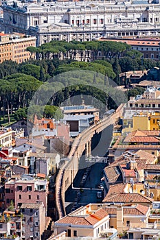 View of Rome from the dome of St. Peter`s Cathedral. Vatican. Rome. Italy