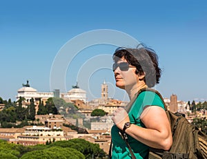 View on Rome from Orange Garden, Giardino degli Aranci on Aventine hill . Italy