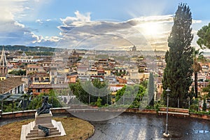 View on Rome from Terrazza Viale del Belvedere. Italy