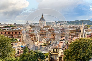 View on Rome from Terrazza Viale del Belvedere. Italy