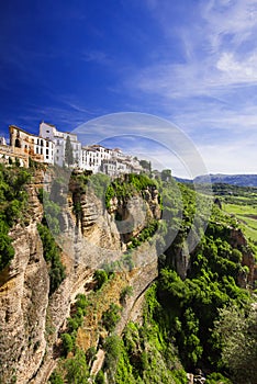 View of Ronda village, one of the famous white villages Pueblos Blancos of Andalucia, Spain photo