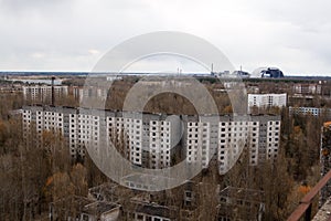 View from roof of 16-storied apartment house in Pripyat town