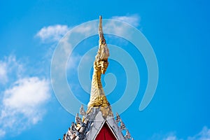 View of the roof of a buddhist temple, Louangphabang, Laos. Copy