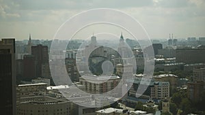 View from the roof of the building to the center of a very large city